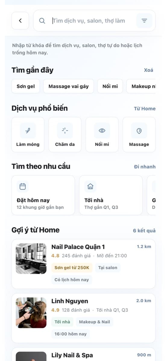GlossLink Beautiful: Tìm dịch vụ và salon
